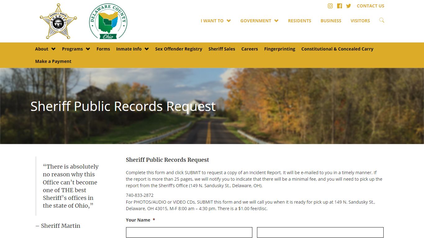 Sheriff Public Records Request - Sheriff